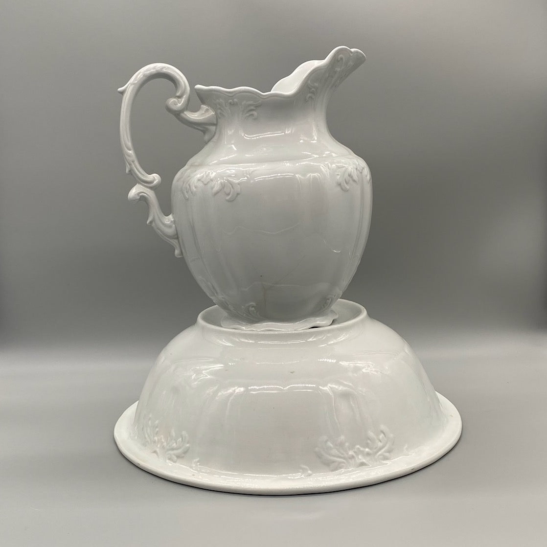 Ironstone Pitcher with Bowl