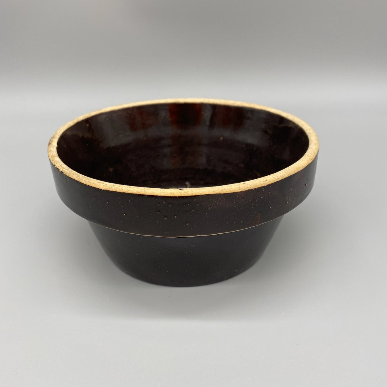 Small Dark Brown Stoneware Bowl